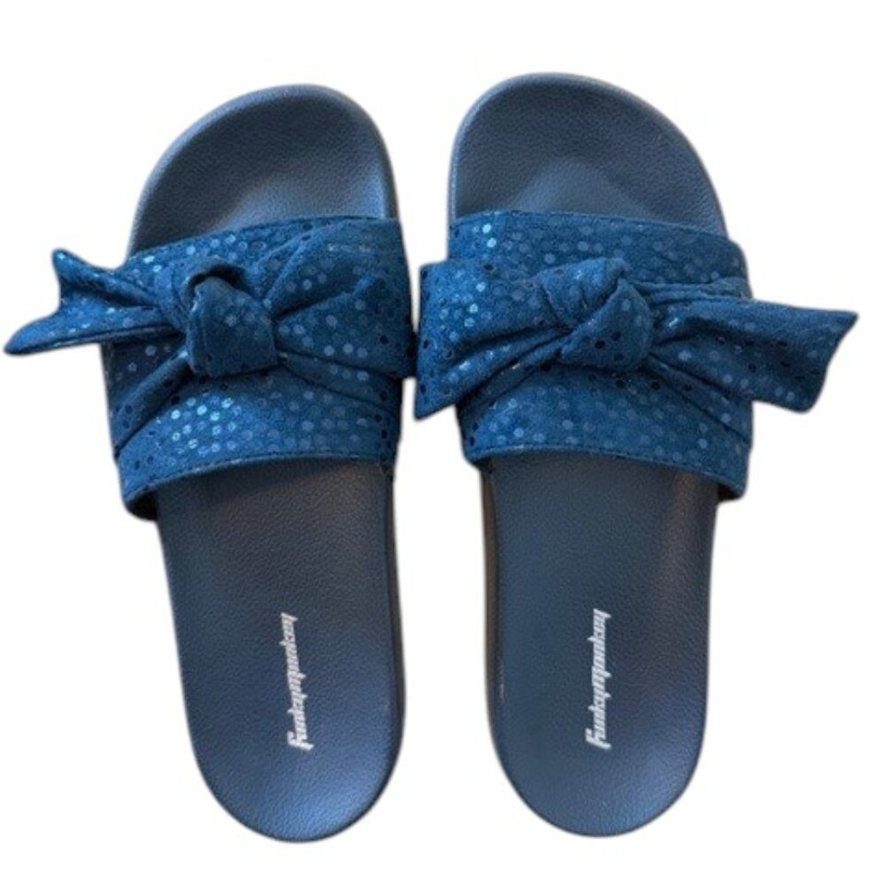 FUNKYMONKEY Navy Bowknot Casual Slides Women's 9M
